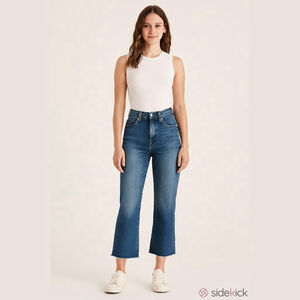 AG Adriano Goldschmied Kinsley High Rise Pop Crop Jeans Raw Hem Sz 24 Blue